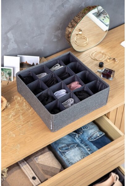 Organizzatore per cassetti grigio con 16 scomparti - Bigso Box of Sweden