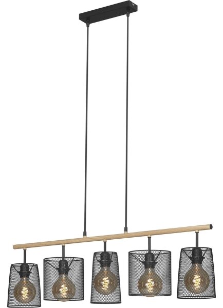 Brilo 4078-054 - Lampadario sospeso con cavo WOOD & STYLE 5xE27/60W/230V