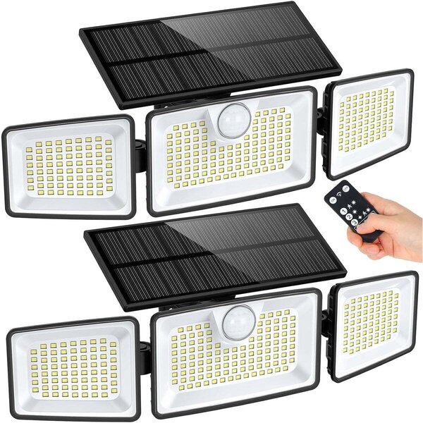 Set di 2 faretti solari con sensore di movimento, modello GLEAMAX, 850 lumen