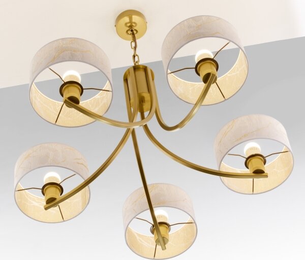 Jupiter 2097 - Lampadario a catena ARTHUR 5xE27/15W/230V bianco/oro/decorazione effetto marmo