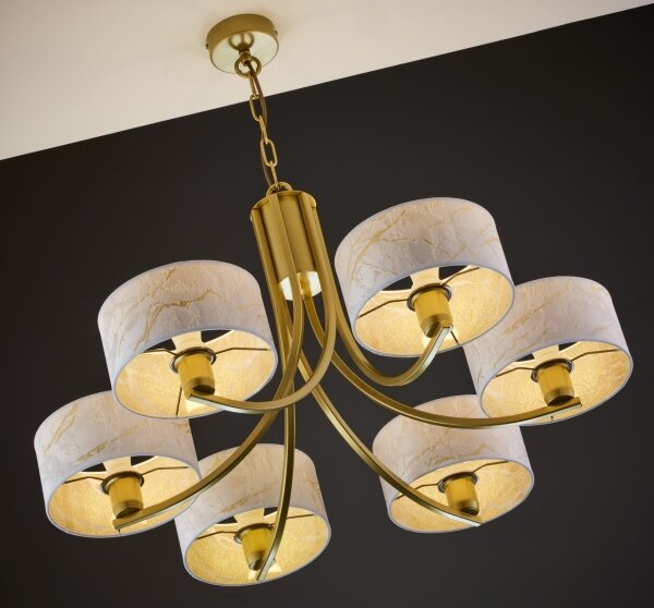 Jupiter 2098 - Lampadario a catena ARTHUR 6xE27/15W/230V bianco/oro/effetto marmo