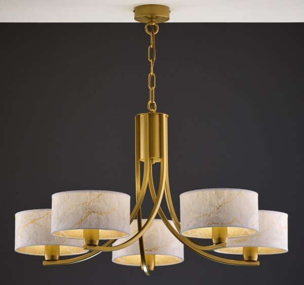 Jupiter 2097 - Lampadario a catena ARTHUR 5xE27/15W/230V bianco/oro/decorazione effetto marmo