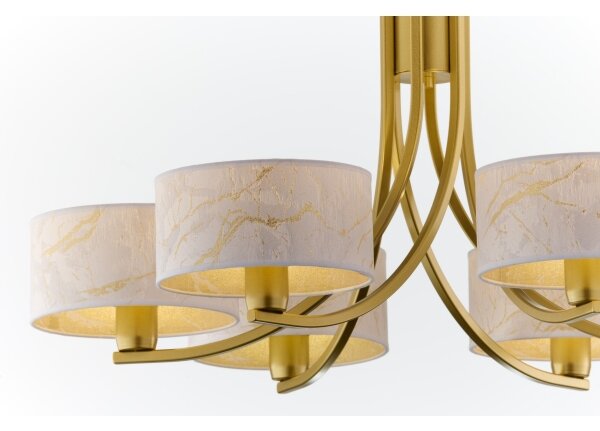Jupiter 2098 - Lampadario a catena ARTHUR 6xE27/15W/230V bianco/oro/effetto marmo