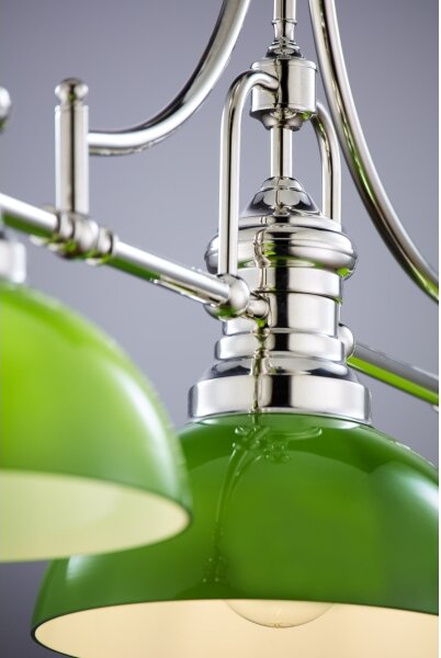 Jupiter 2072 - Lampadario su asta PLATINO 3xE27/15W/230V verde/cromo lucido
