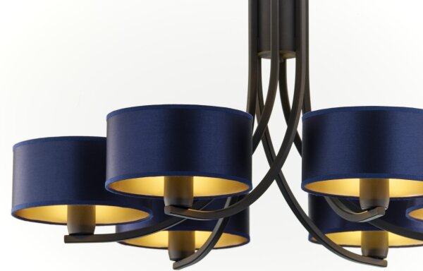 Jupiter 2102 - Lampadario a catena ARTHUR 6xE27/15W/230V blu/nero