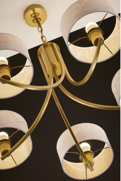 Jupiter 2097 - Lampadario a catena ARTHUR 5xE27/15W/230V bianco/oro/decorazione effetto marmo