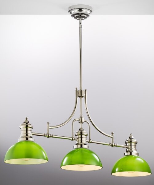 Jupiter 2072 - Lampadario su asta PLATINO 3xE27/15W/230V verde/cromo lucido
