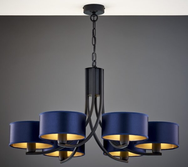 Jupiter 2102 - Lampadario a catena ARTHUR 6xE27/15W/230V blu/nero