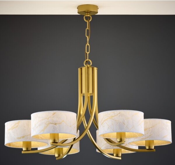 Jupiter 2098 - Lampadario a catena ARTHUR 6xE27/15W/230V bianco/oro/effetto marmo