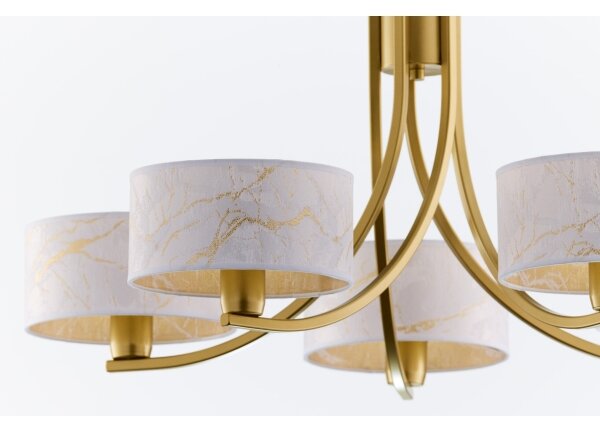 Jupiter 2097 - Lampadario a catena ARTHUR 5xE27/15W/230V bianco/oro/decorazione effetto marmo