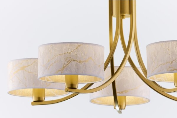 Jupiter 2097 - Lampadario a catena ARTHUR 5xE27/15W/230V bianco/oro/decorazione effetto marmo