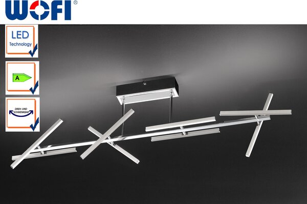 Plafoniera Wofi, 8 luci modello: Montreal - nichel opaco/cromo, 9394.08.54.0000