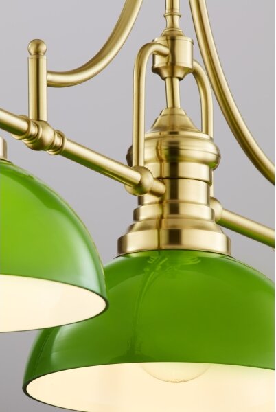 Jupiter 2074 - Lampadario su asta PLATINO 3xE27/15W/230V verde/oro