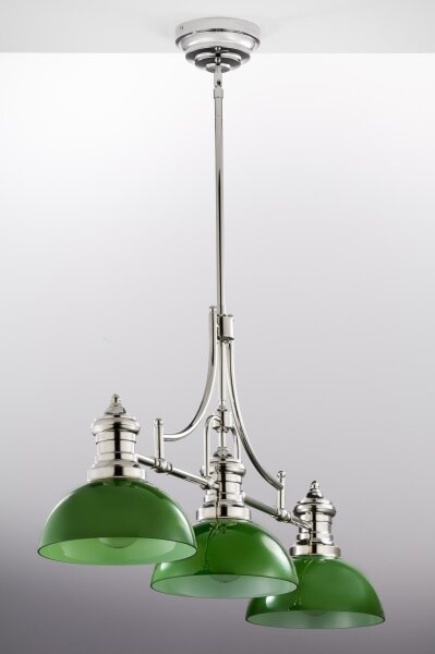 Jupiter 2072 - Lampadario su asta PLATINO 3xE27/15W/230V verde/cromo lucido