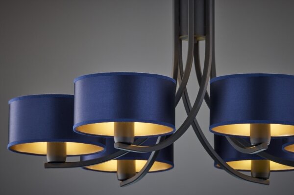 Jupiter 2102 - Lampadario a catena ARTHUR 6xE27/15W/230V blu/nero