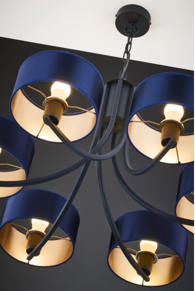 Jupiter 2102 - Lampadario a catena ARTHUR 6xE27/15W/230V blu/nero