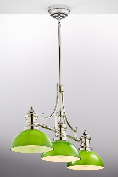 Jupiter 2072 - Lampadario su asta PLATINO 3xE27/15W/230V verde/cromo lucido
