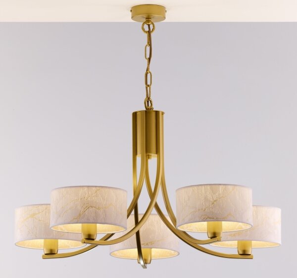 Jupiter 2097 - Lampadario a catena ARTHUR 5xE27/15W/230V bianco/oro/decorazione effetto marmo