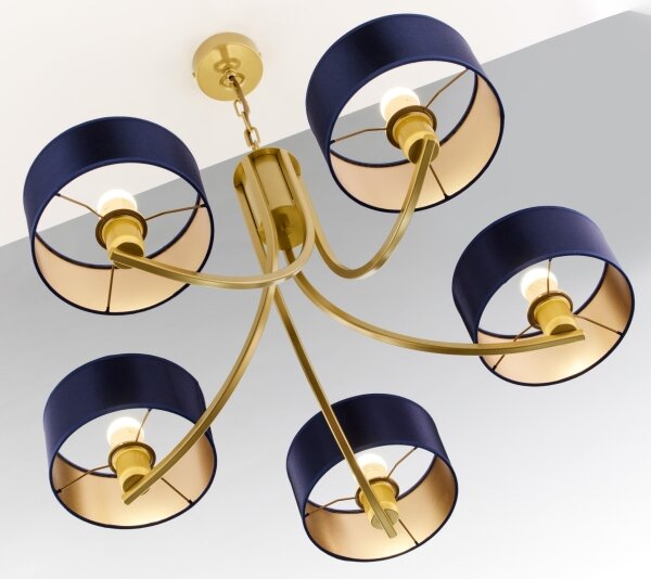 Jupiter 2094 - Lampadario a catena ARTHUR 5xE27/15W/230V blu/oro