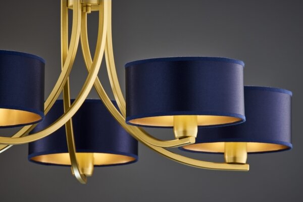 Jupiter 2094 - Lampadario a catena ARTHUR 5xE27/15W/230V blu/oro
