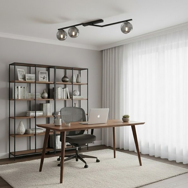 Plafoniera NATON 3xE14/10W/230V nero/fumé