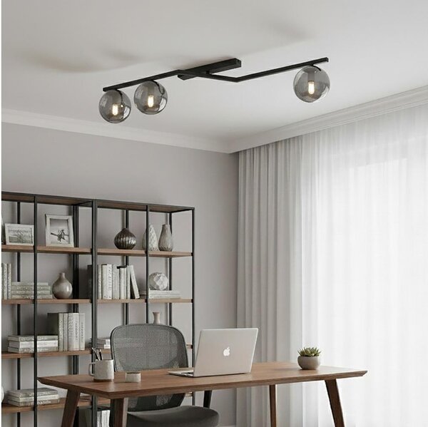 Plafoniera NATON 3xE14/10W/230V nero/fumé