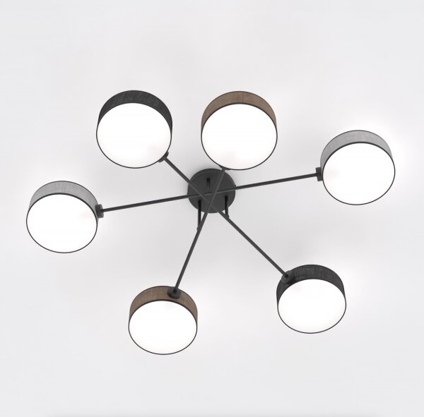 Lampadario a montaggio superficiale MAGA 6xE14/10W/230V nero/marrone/grigio
