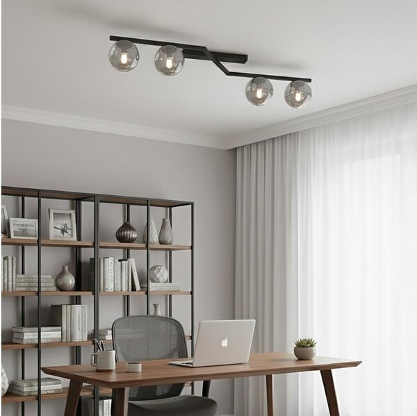 Plafoniera NATON 4xE14/10W/230V nero/fumé