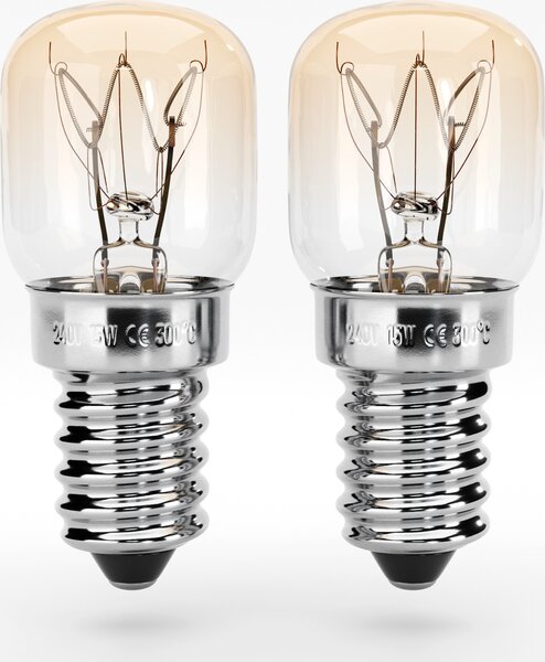 ABSINA 2x lampadina da forno 15W E14 - Lampada da forno fino a 300 gradi resistente al calore per microonde e sale - Lampada da forno