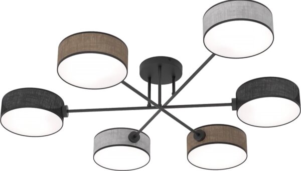 Lampadario a montaggio superficiale MAGA 6xE14/10W/230V nero/marrone/grigio