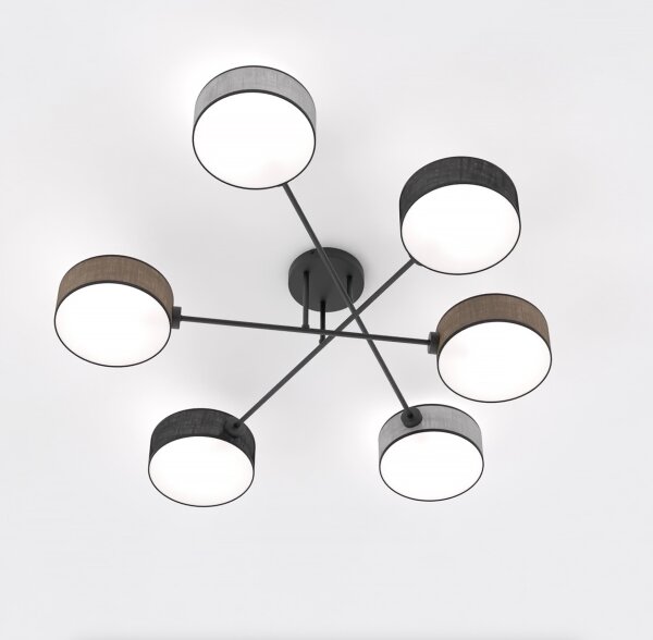 Lampadario a montaggio superficiale MAGA 6xE14/10W/230V nero/marrone/grigio