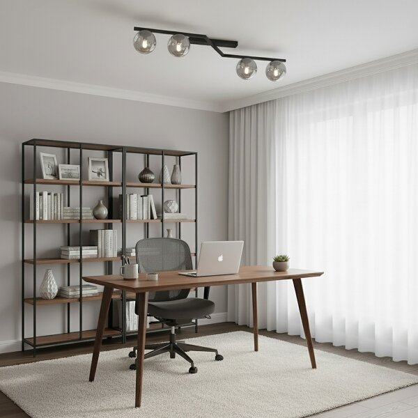 Plafoniera NATON 4xE14/10W/230V nero/fumé