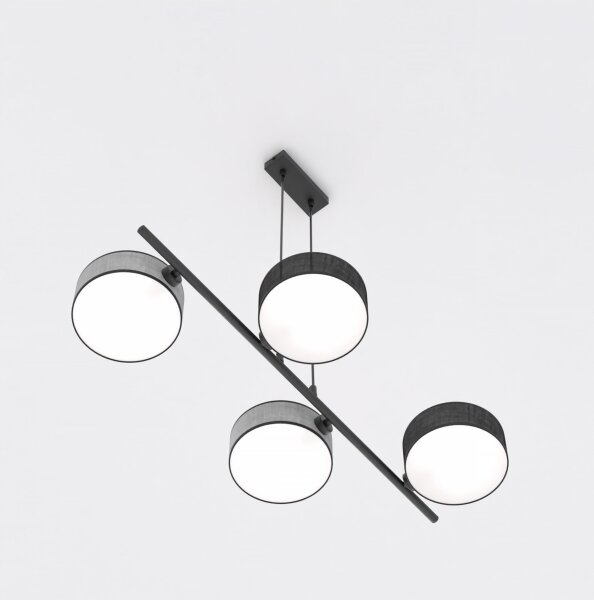 Lampadario a sospensione con cavo DRUMZ 4xE14/10W/230V nero/grigio