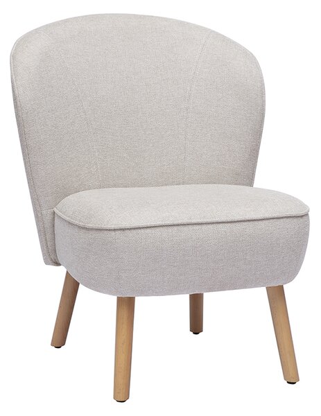 Poltrona scandinava in tessuto effetto velluto beige e legno chiaro AMANITA