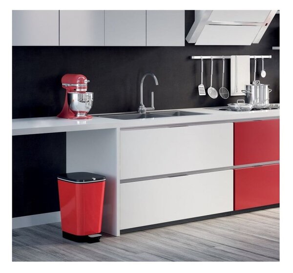 Cestino per la spazzatura rosso in plastica con pedale 45 l Chic Bin L – KIS