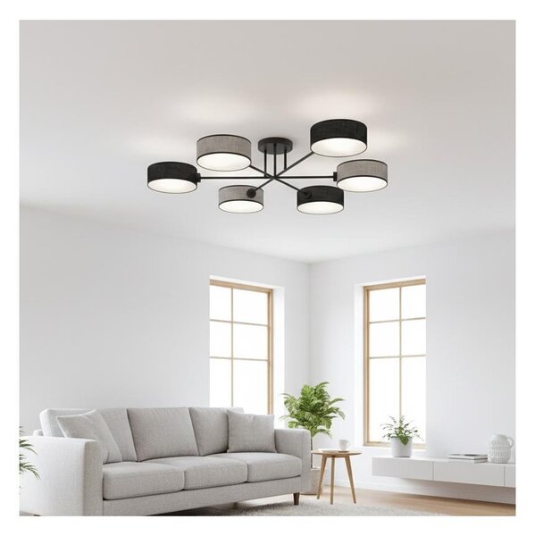 Lampadario a plafone MAGA 6xE14/10W/230V nero/grigio