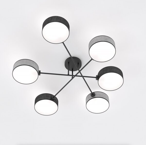 Lampadario a plafone MAGA 6xE14/10W/230V nero/grigio