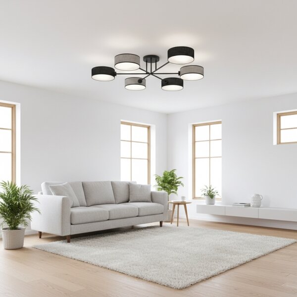 Lampadario a plafone MAGA 6xE14/10W/230V nero/grigio