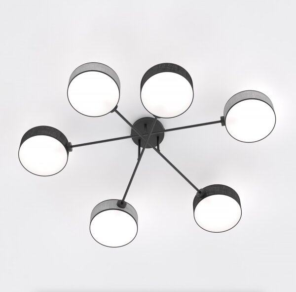 Lampadario a plafone MAGA 6xE14/10W/230V nero/grigio