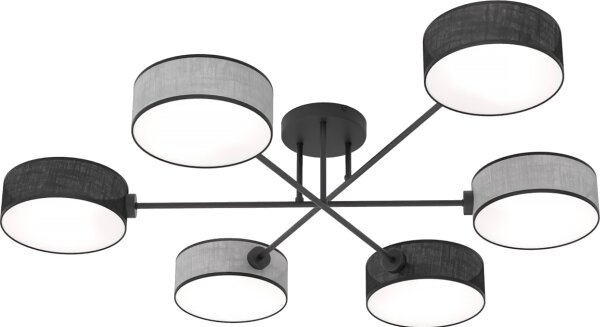 Lampadario a plafone MAGA 6xE14/10W/230V nero/grigio