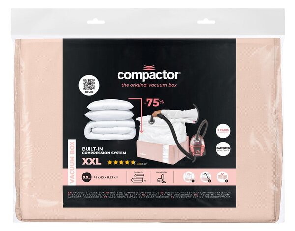 Organizer per vestiti sottovuoto in plastica 65x45x27 cm Pink Edition – Compactor