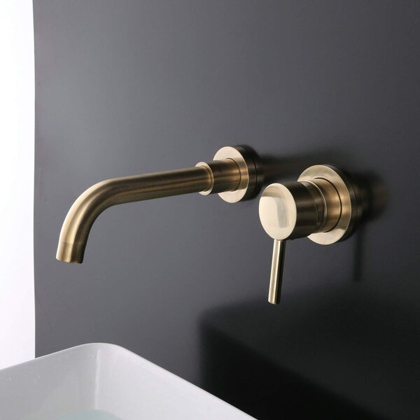 Rubinetto da bagno in ottone, montaggio a parete, miscelatore per lavabo, finitura oro spazzolato