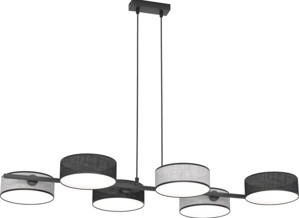 Lampadario sospeso con cavo DRUMZ 6xE14/10W/230V nero/grigio