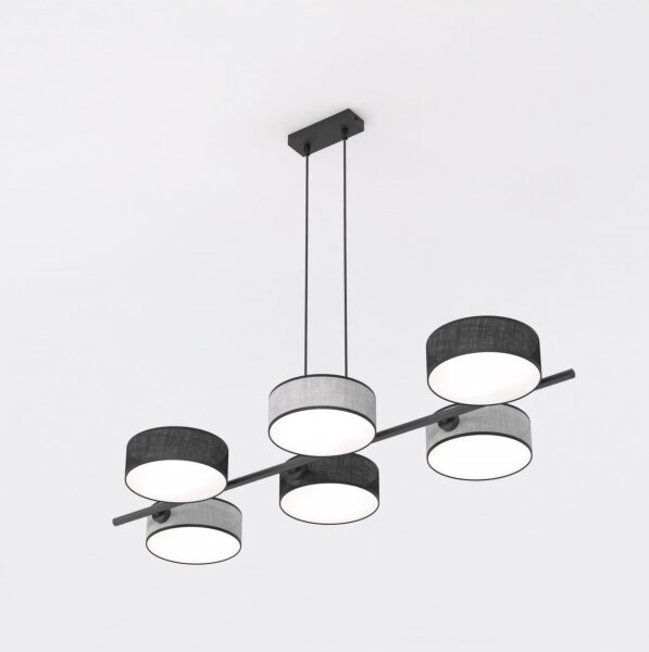 Lampadario sospeso con cavo DRUMZ 6xE14/10W/230V nero/grigio