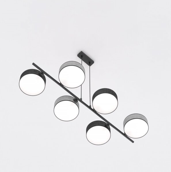 Lampadario sospeso con cavo DRUMZ 6xE14/10W/230V nero/grigio