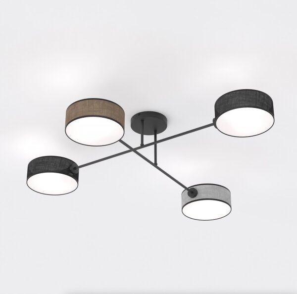 Lampadario a plafone MAGA 4xE14/10W/230V nero/marrone/grigio