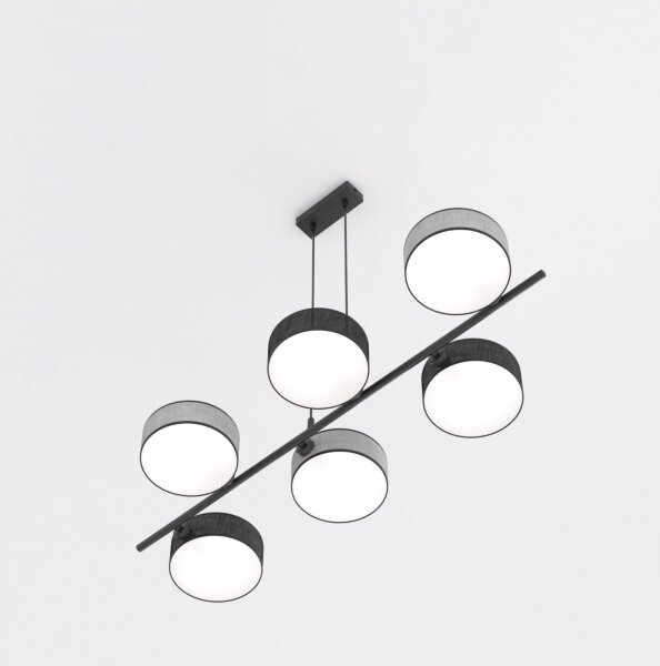 Lampadario sospeso con cavo DRUMZ 6xE14/10W/230V nero/grigio