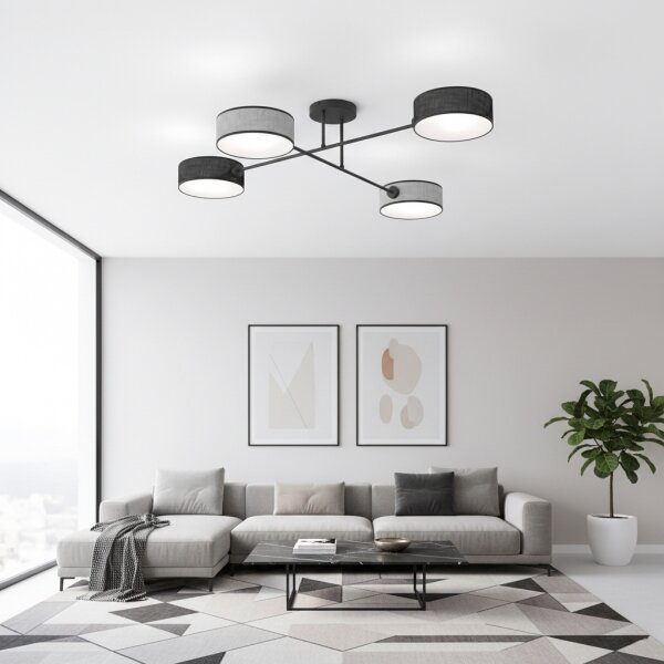 Plafoniera MAGA 4xE14/10W/230V nero/grigio