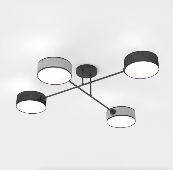 Plafoniera MAGA 4xE14/10W/230V nero/grigio