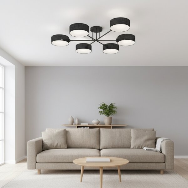 Lampadario a plafone MAGA 6xE14/10W/230V, nero